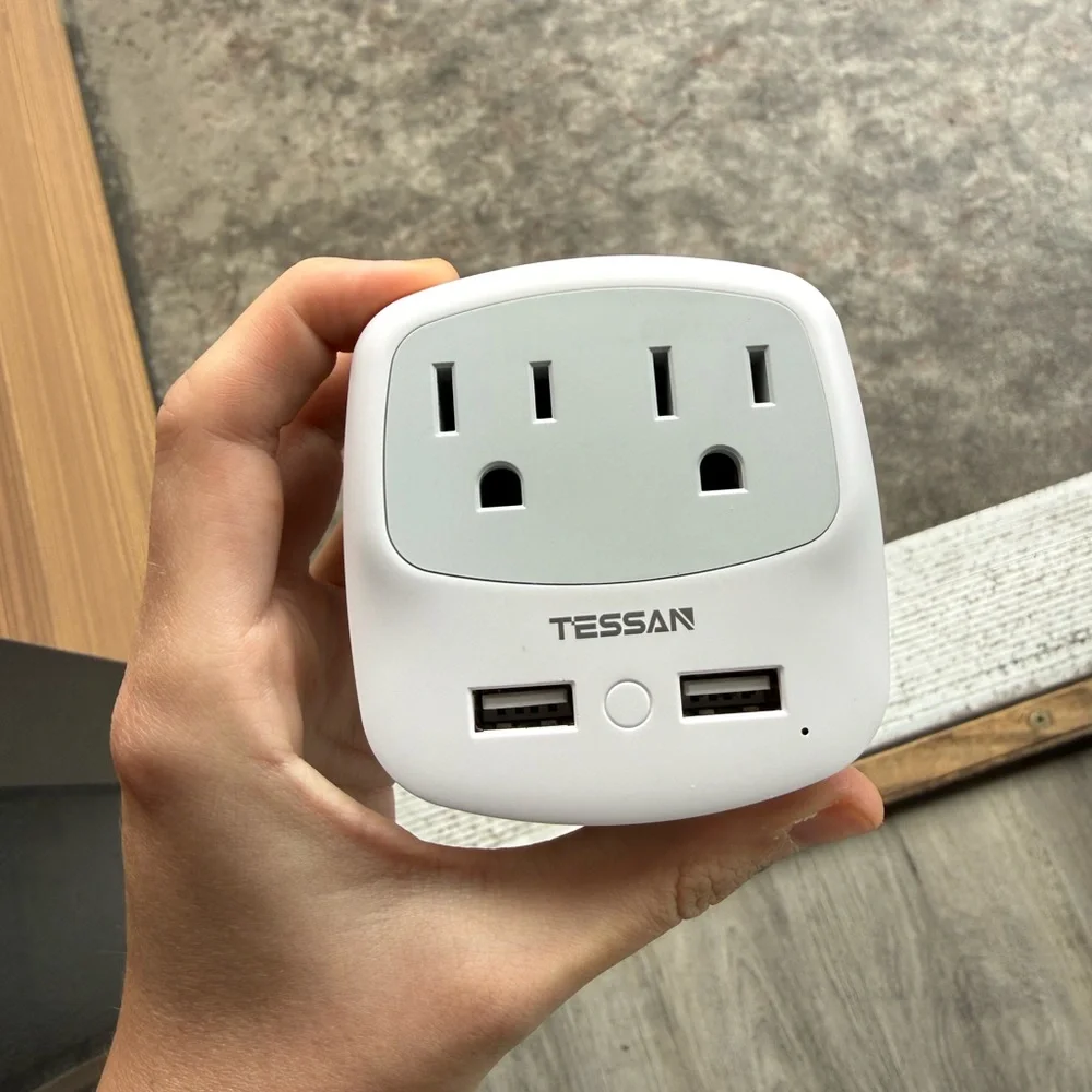 Tessan Germany France Power Adapter Type E F Plug Adapter W/2 USB Ports 2 AC Out